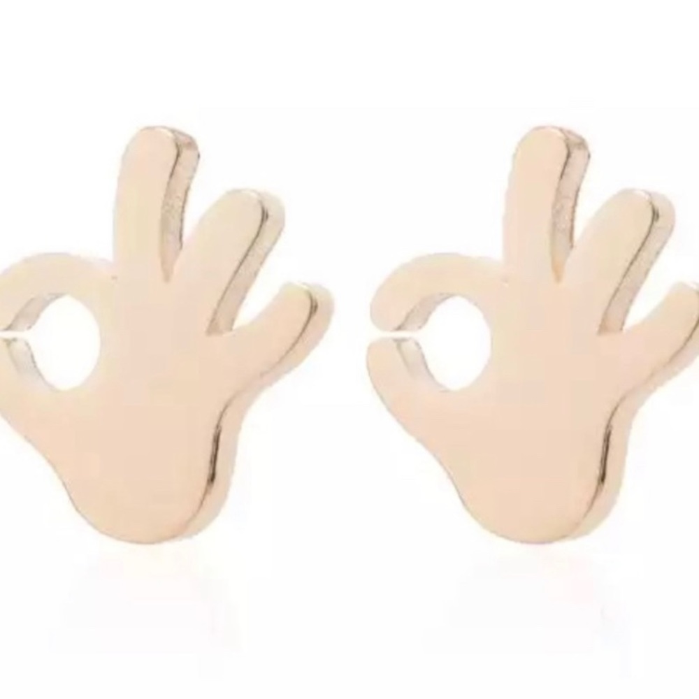 Adorable Gold-plated Stainless Steel OK Earrings Accessories Jewelry
